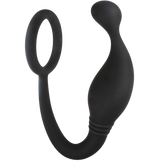 Excellent Power Prostate Plug with Love Ring Black Prostate Toys